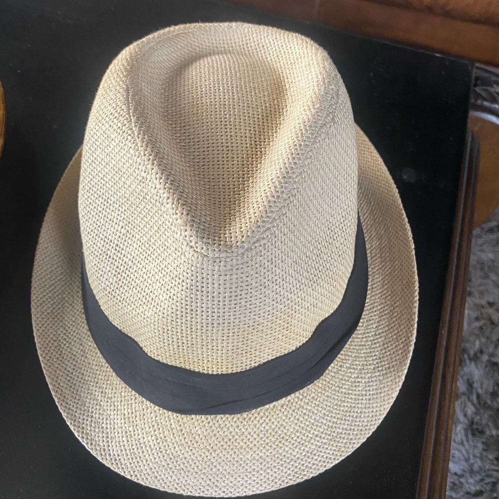 Classic Straw Fedora Hat with Black Band